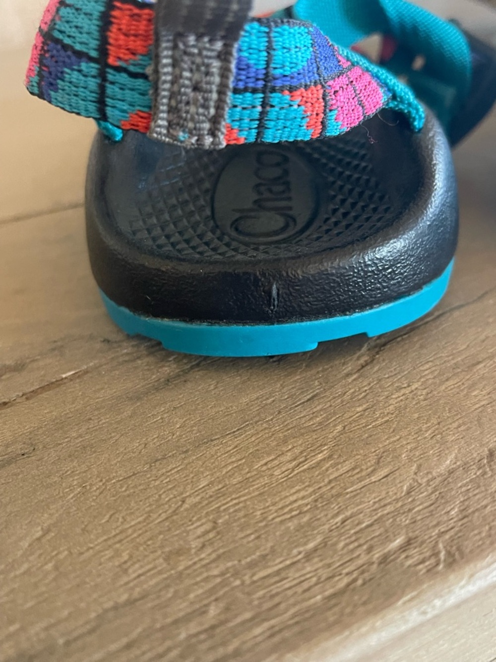 Chaco Kids Multicolor Teal Black Strap Sandals - Picture 4 of 4